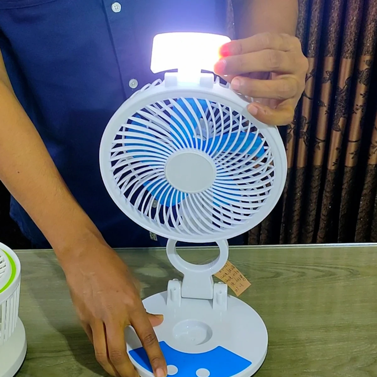 RECHARGEABLE TABLE FAN WITH LED LIGHT