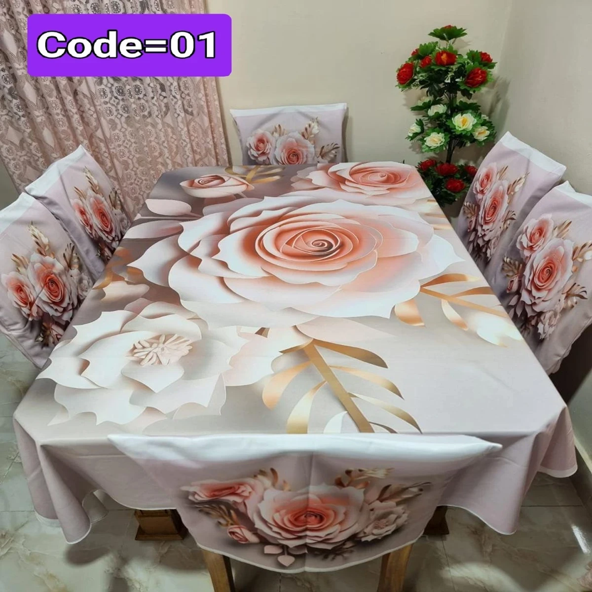 3D Pint Dining Table and Chair Cover Code= 01