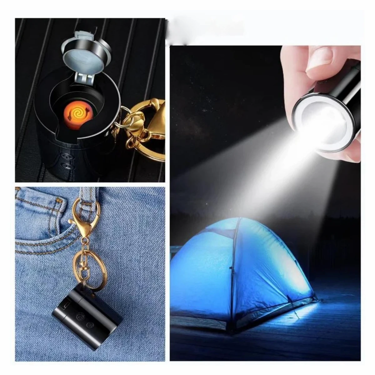 Multi functional portable USB charging lighter with LED lighting torch