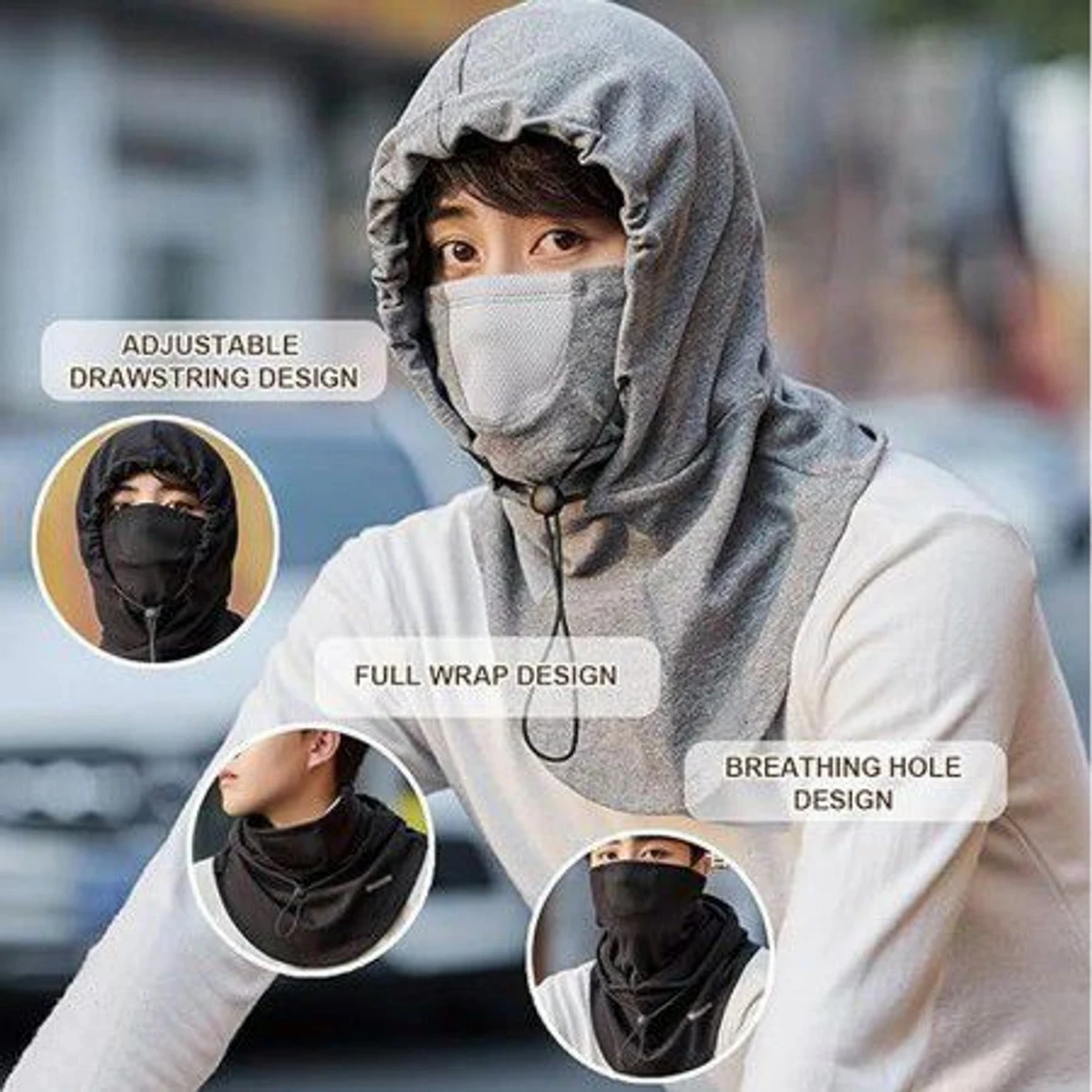 Windproof Full Face Mask (Gray) 1 পিছ